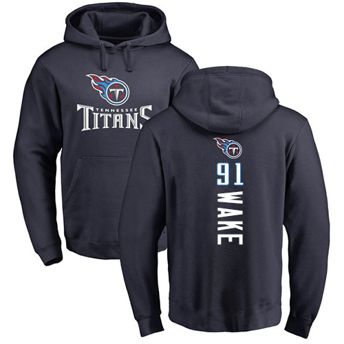 Tennessee Titans Men Navy Blue Cameron Wake Backer NFL Football #91 Pullover Hoodie Sweatshirts->tennessee titans->NFL Jersey